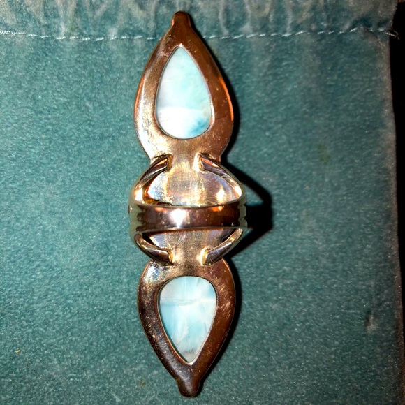 ❤️HUGE Massive Larimar 3 Stone Ring❤️ - Picture 4 of 5